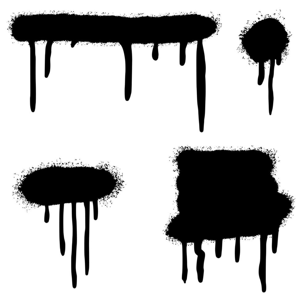 conjunto de líneas pintadas con spray de graffiti y puntos grunge aislados en fondo blanco. ilustración vectorial vector