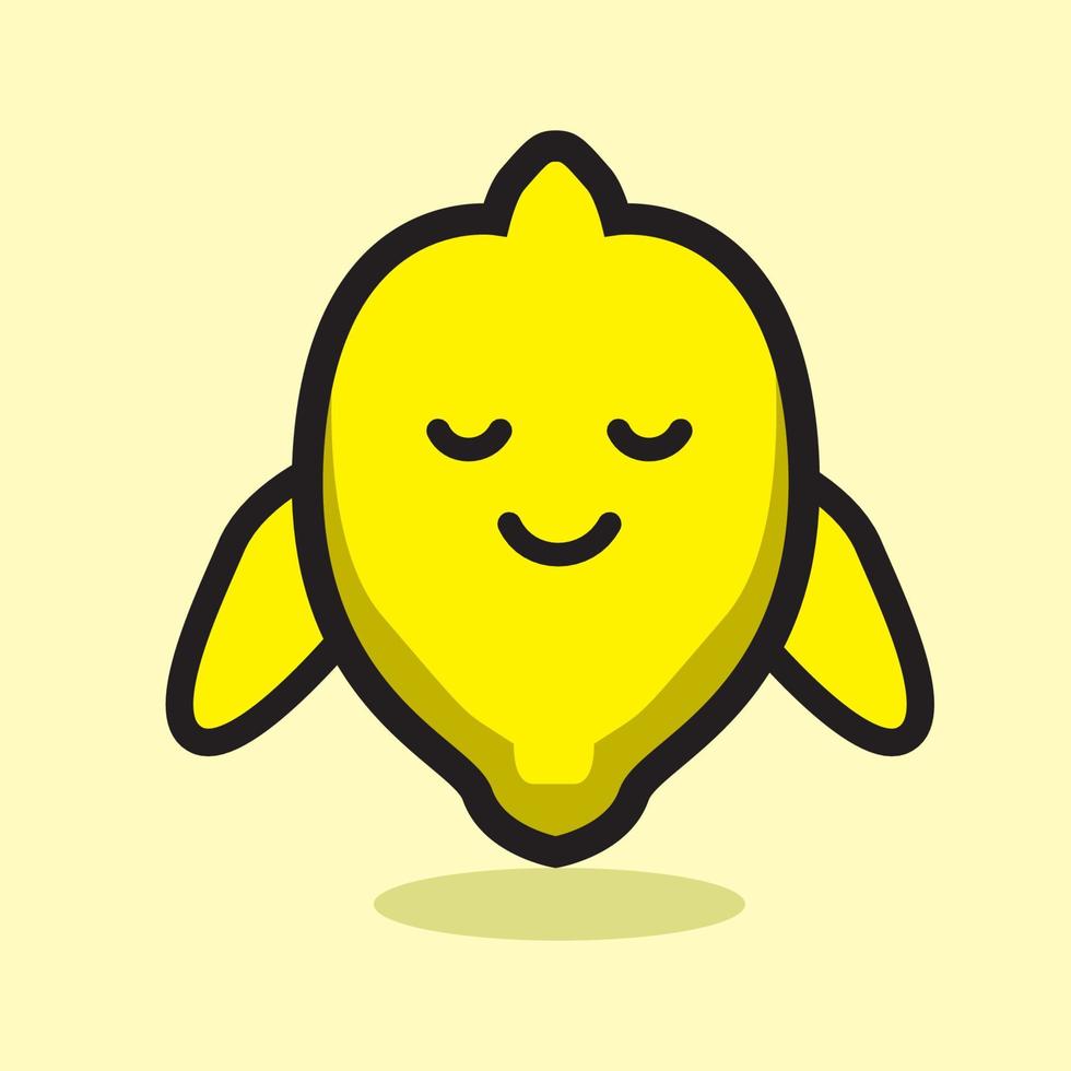 Peaceful cute lemon fruit cartoon design. vector