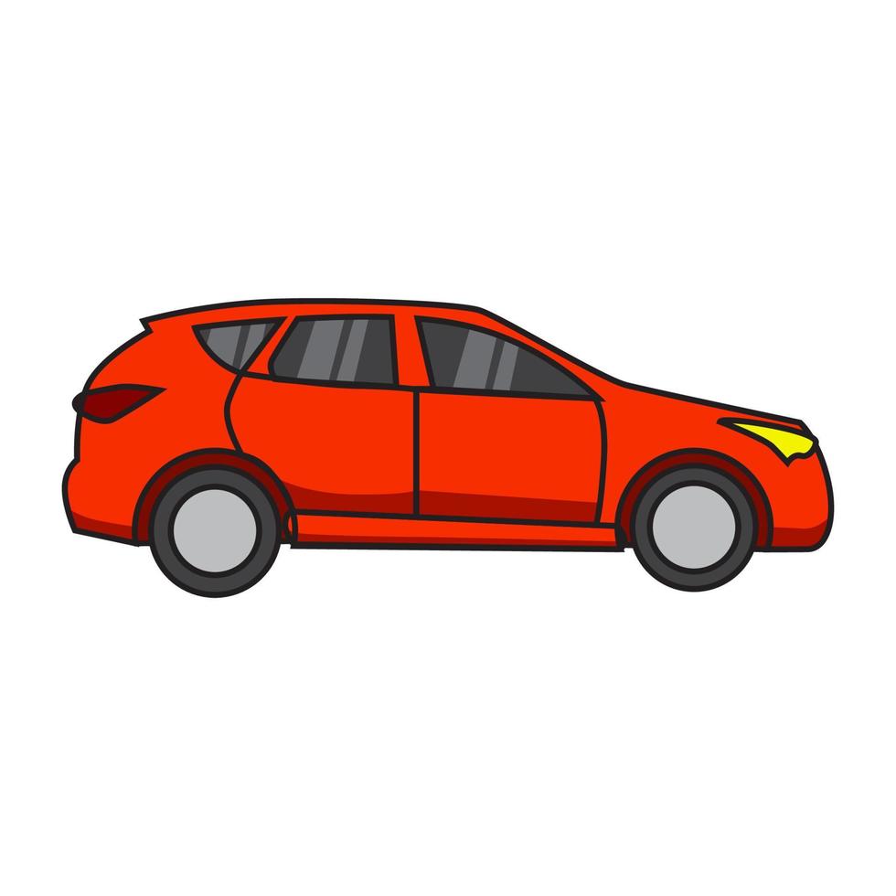 red color car cartoon illustration design. vector