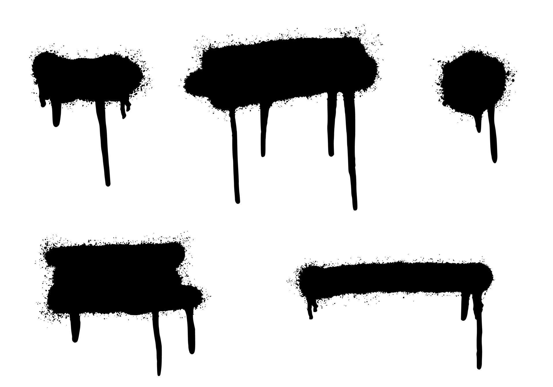 Set of graffiti Spray painted lines and grunge dots isolated on white