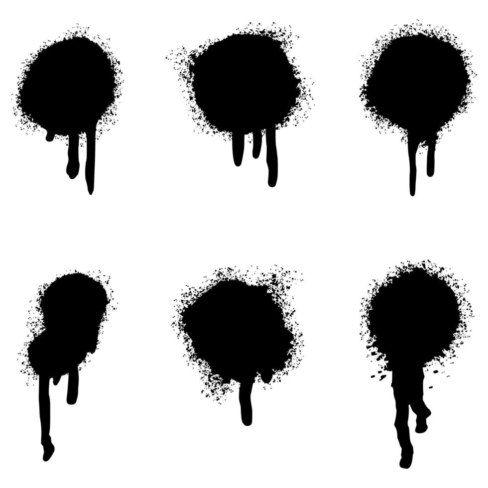 Set of graffiti Spray painted lines and grunge dots isolated on white background. vector illustration.