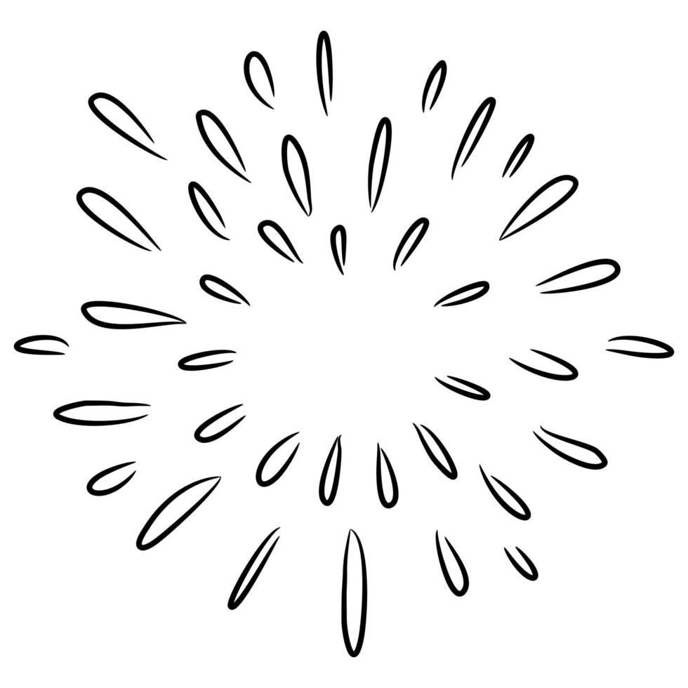 Starburst, sunburst  hand drawn. Design Element Fireworks Black Rays. Comic explosion effect. Radiating, radial lines. vector