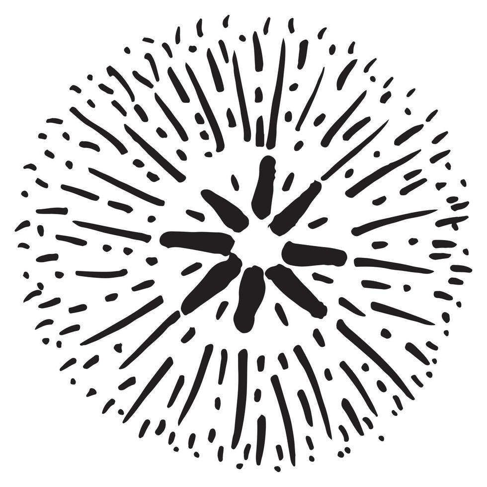 Starburst, sunburst  hand drawn. Design Element Fireworks Black Rays. Comic explosion effect. Radiating, radial lines. vector