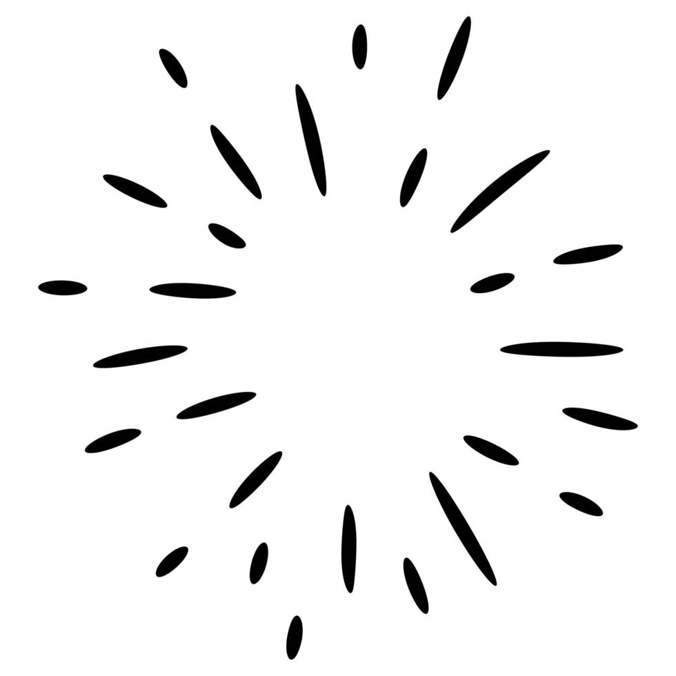 Starburst, sunburst  hand drawn. Design Element Fireworks Black Rays. Comic explosion effect. Radiating, radial lines. vector