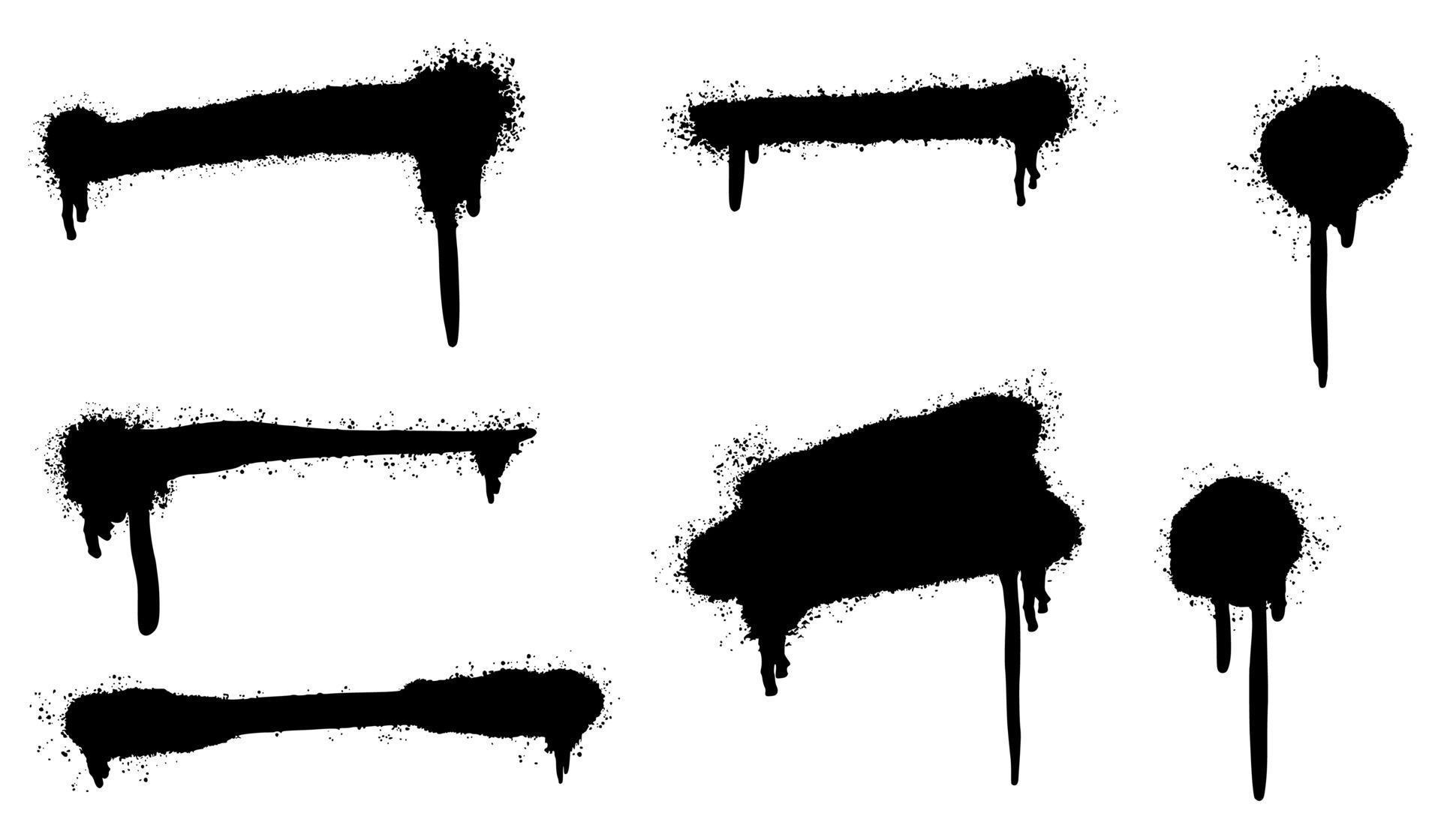 Set of graffiti Spray painted lines and grunge dots isolated on white background. vector