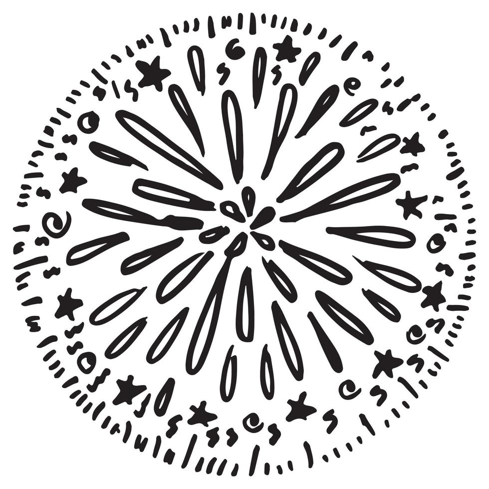 Starburst, sunburst  hand drawn. Design Element Fireworks Black Rays. Comic explosion effect. Radiating, radial lines. vector