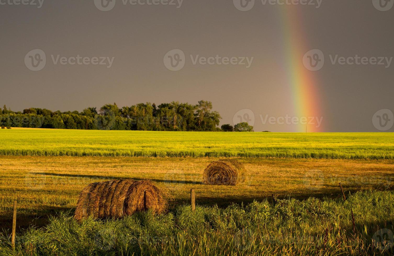 Storm Clouds Prairie Sky Rainbow photo