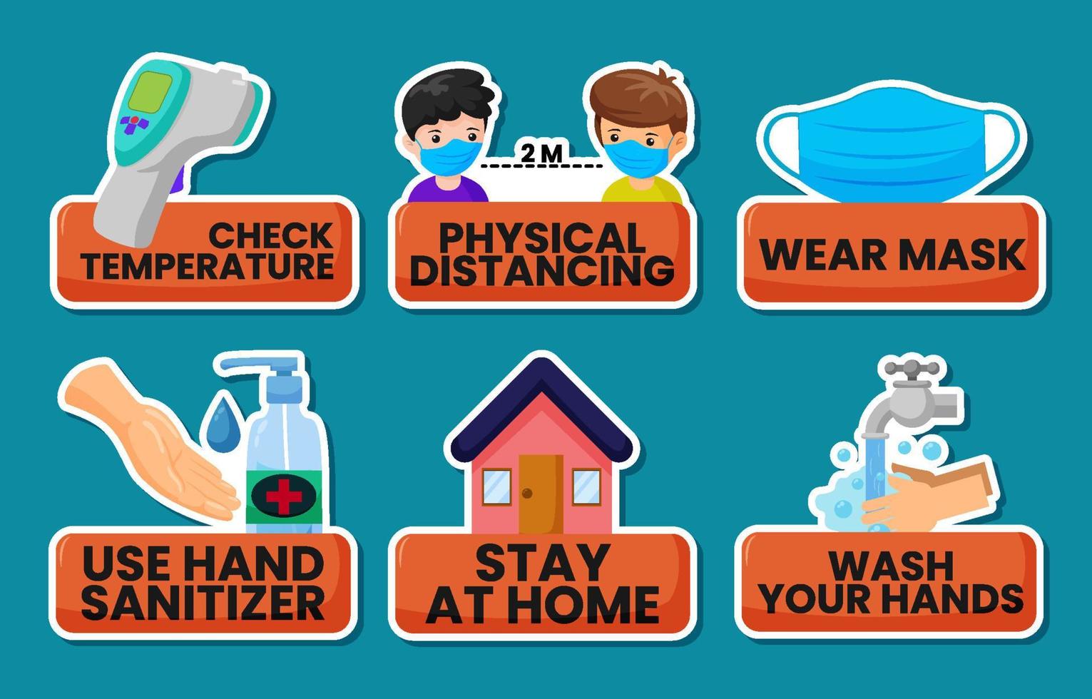 Collection of New Normal Activity Sticker Pack vector