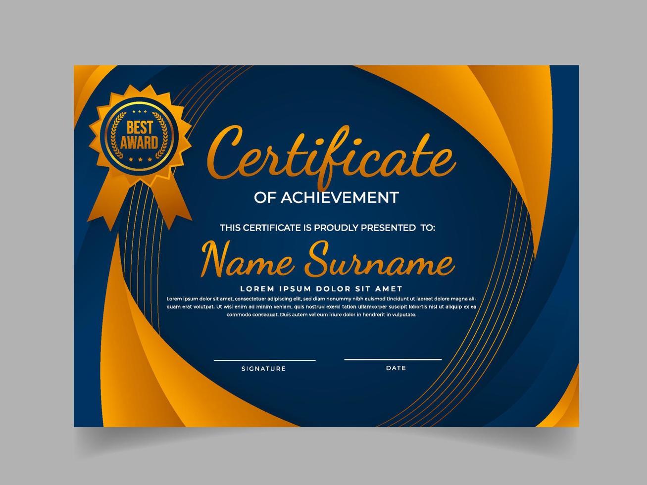Template of Luxury Blue Certificate vector