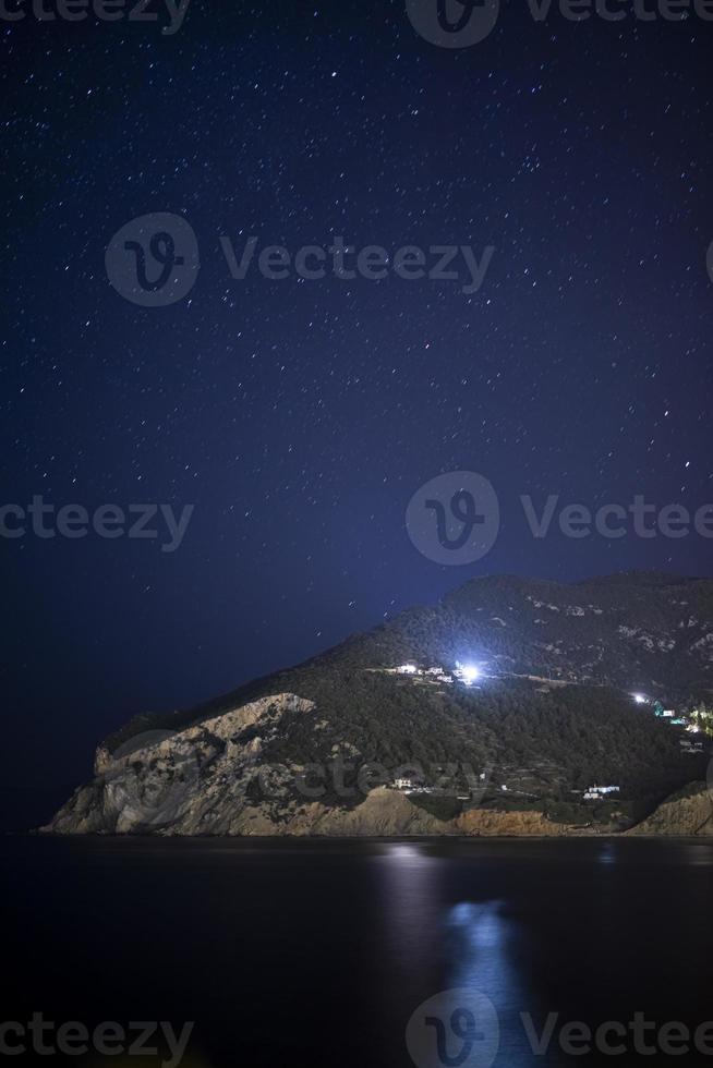 Starry night over the island of Skopelos, Greece. photo