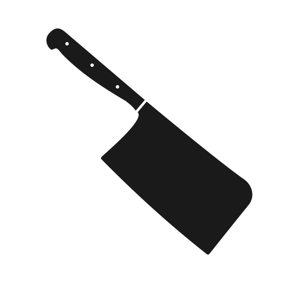 cuchillo de carnicero negro. cuchillo de carnicero de cocina para carne. diseño de icono vector