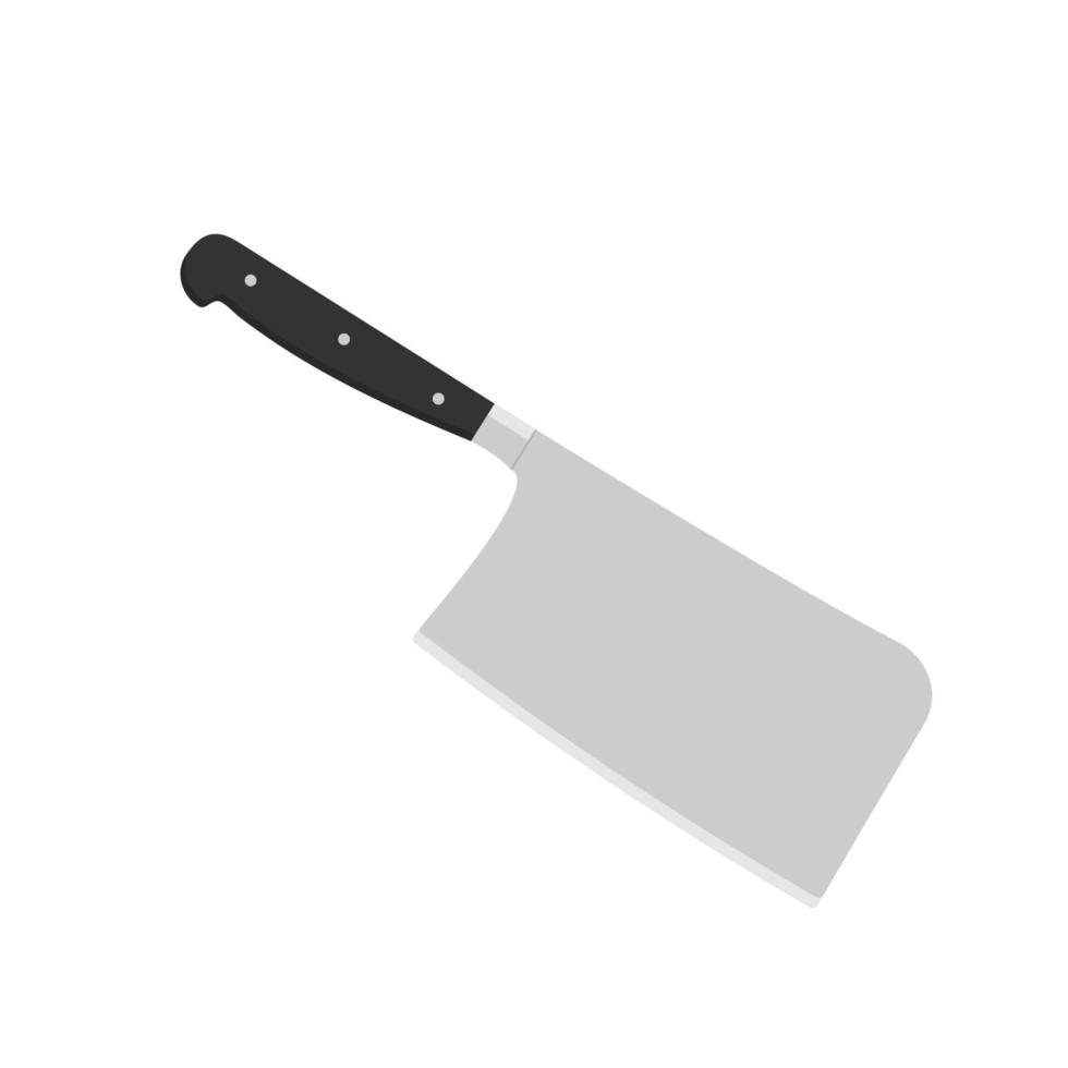 cuchillo carnicero estilo plano con mango negro. cuchillo de carnicero de cocina para carne. vector