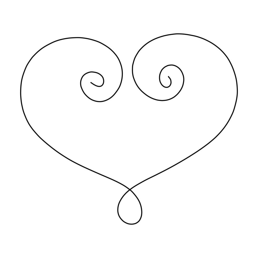 Vector heart decoration element black lineart. Heart shape beautiful decoration for invitations, greeting cards, wedding