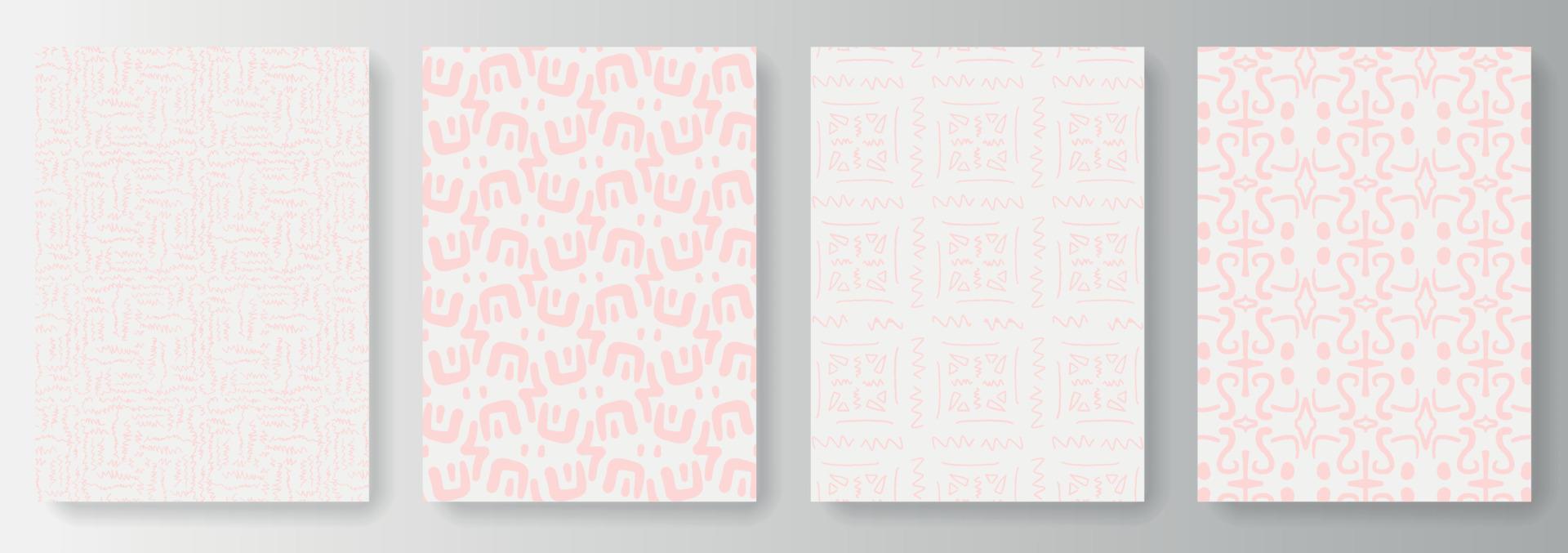 Collection of backgrounds with abstract shapes in pink and white vector