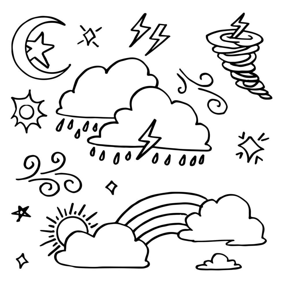vector set of weather doodle elements, for design purposes