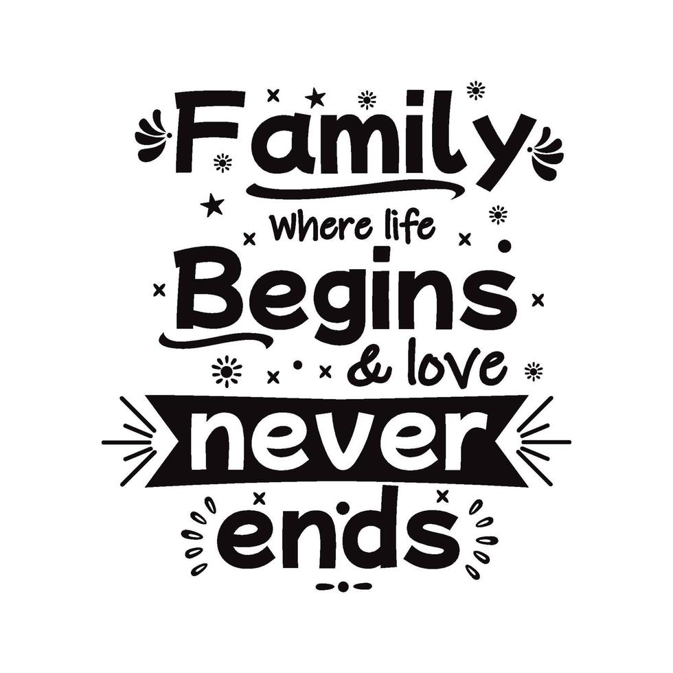 Family where life begins and love never ends Quote design vector