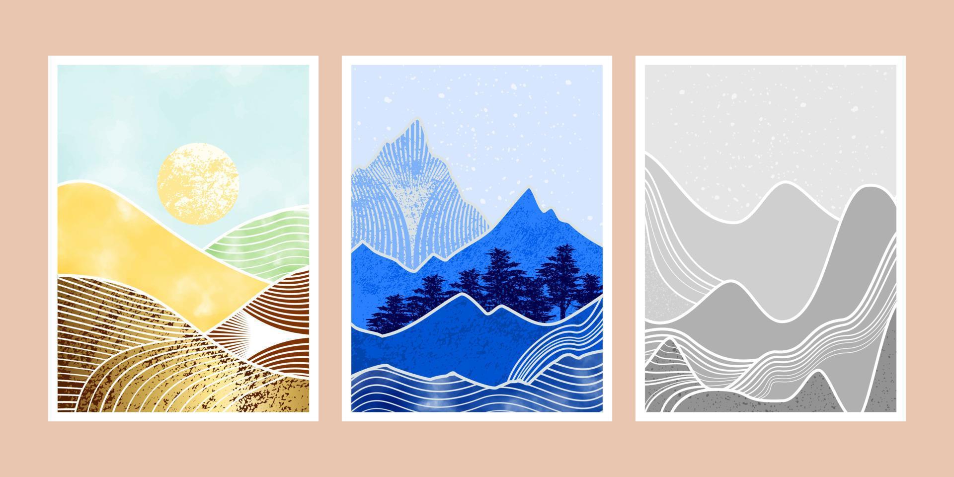 abstract mountain painting, Abstract background, Premium Vector