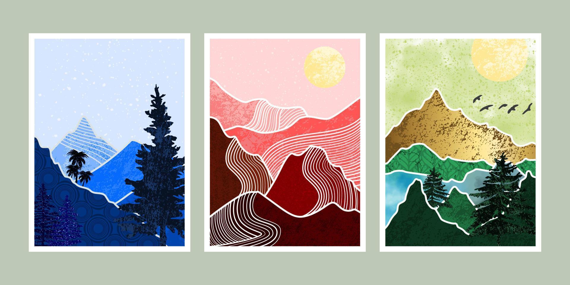 abstract mountain painting, Abstract background, Premium Vector