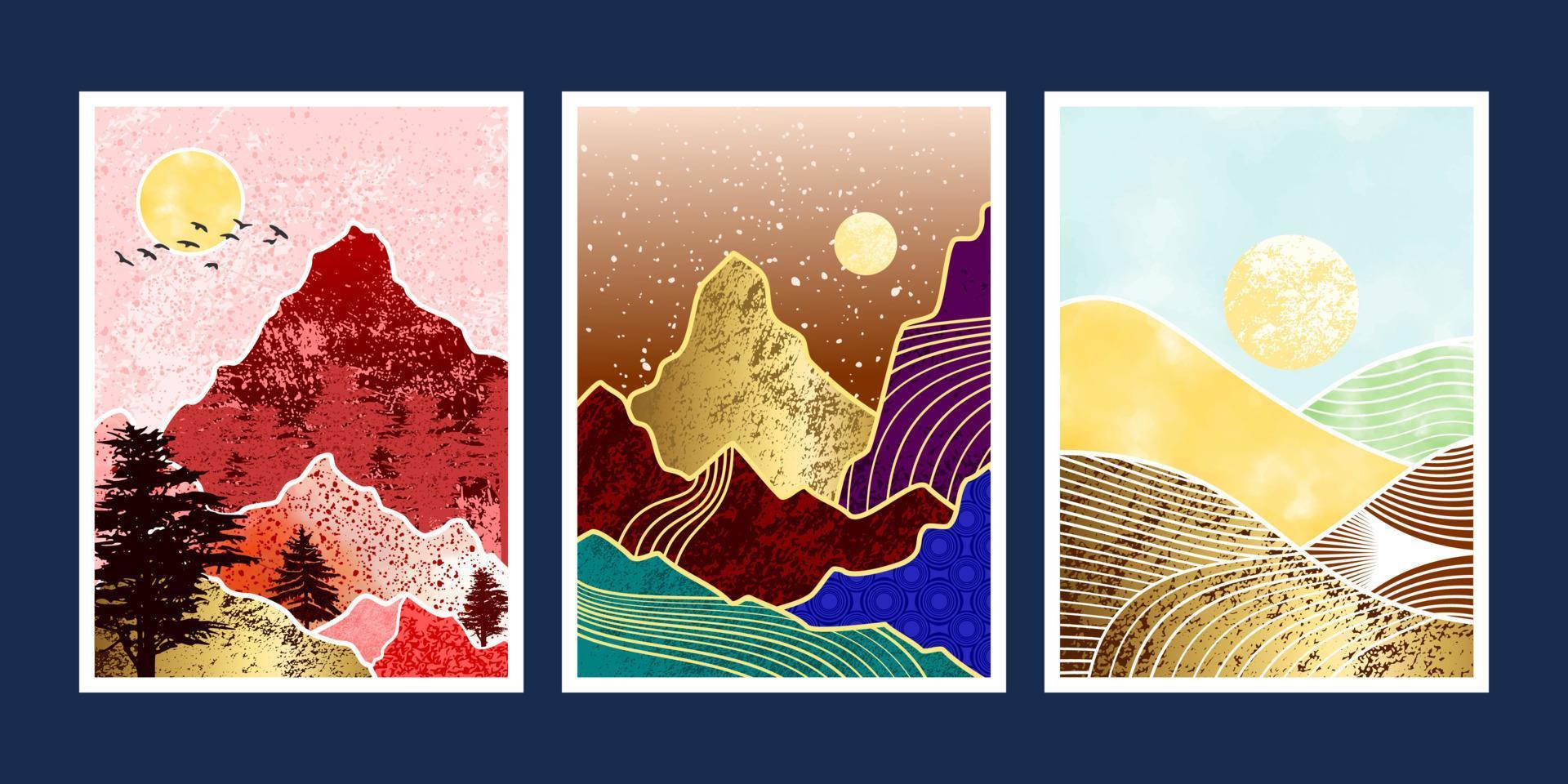 abstract mountain painting, Abstract background, Premium Vector