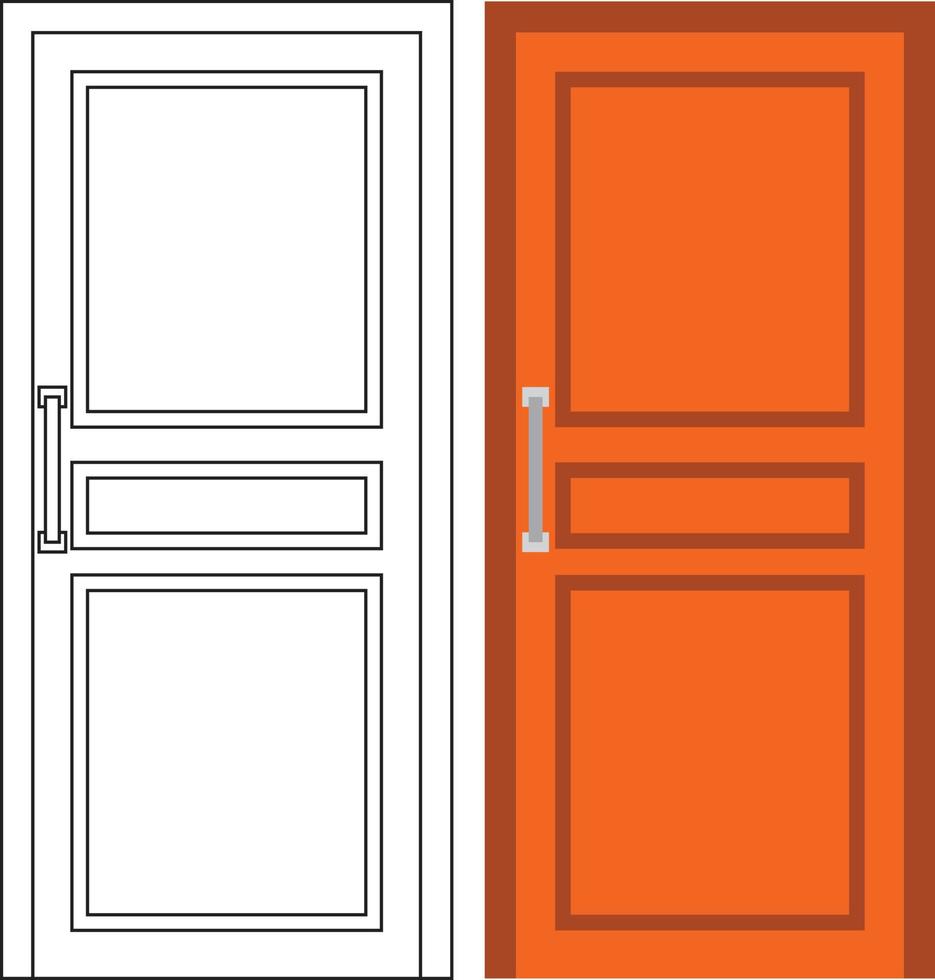 Illustration vector graphic of single door front view suitable for your home design and home poster design on architectural work