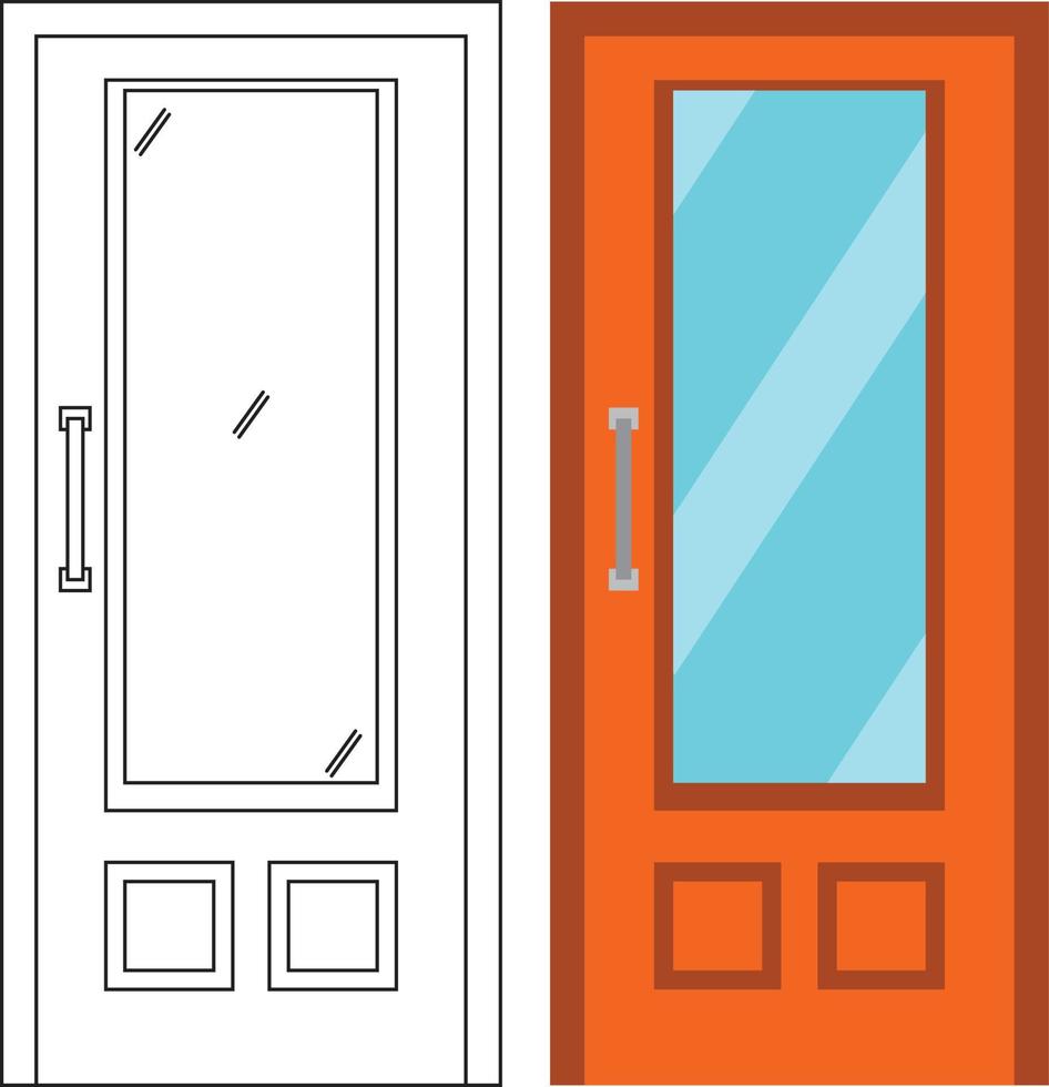 Illustration vector graphic of single door front view suitable for your home design and home poster design on architectural work