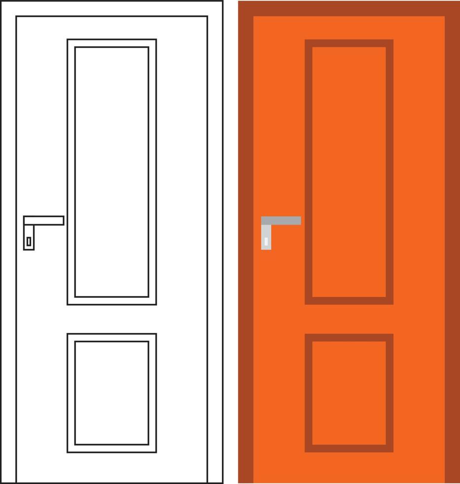 Illustration vector graphic of single door front view suitable for your home design and home poster design on architectural work