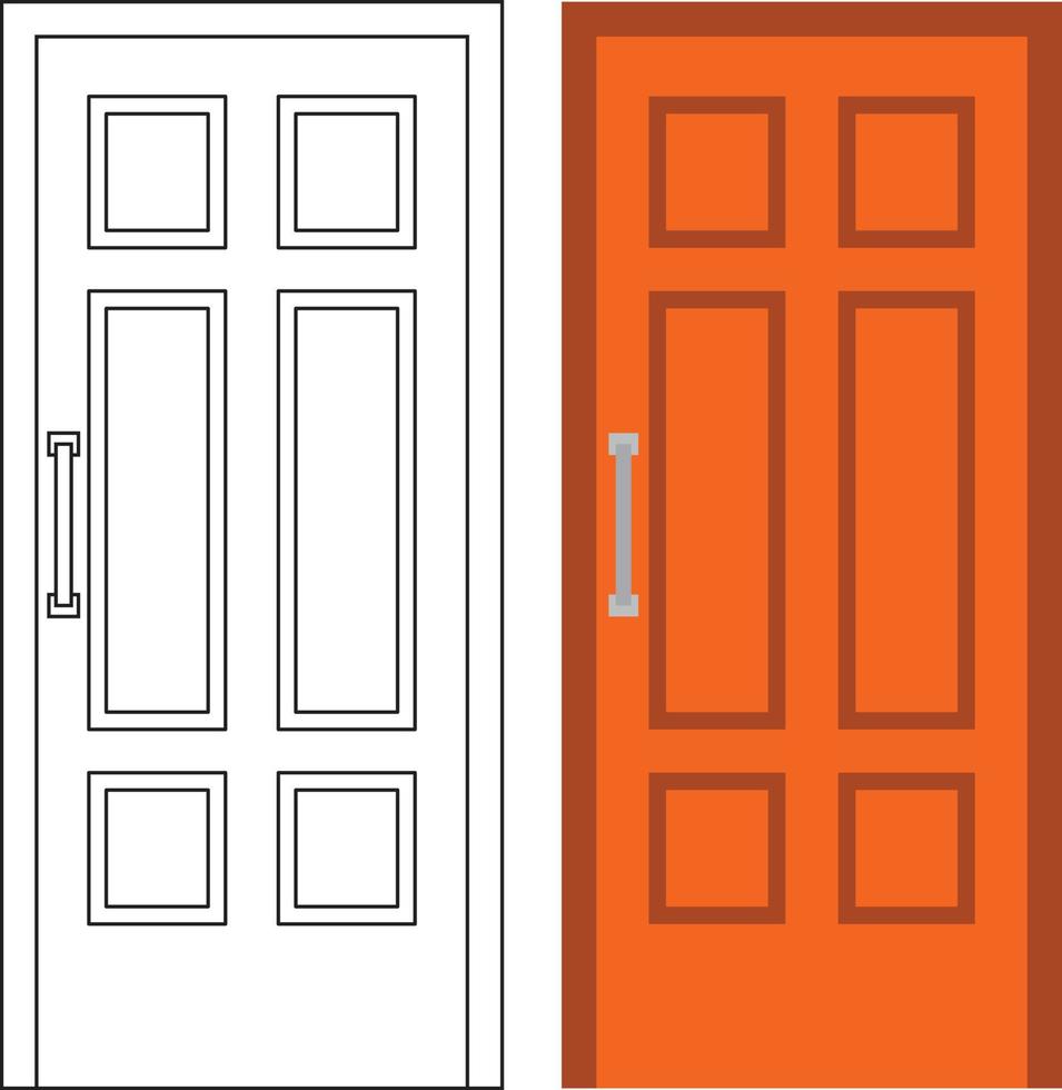 Illustration vector graphic of single door front view suitable for your home design and home poster design on architectural work