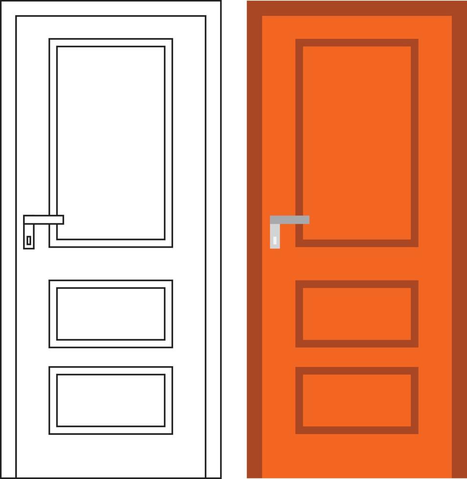 Illustration vector graphic of single door front view suitable for your home design and home poster design on architectural work