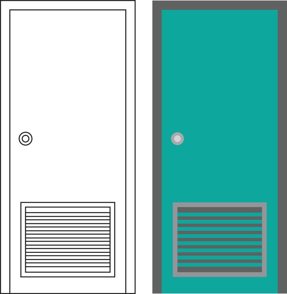 Illustration vector graphic of single door front view suitable for your home design and home poster design on architectural work