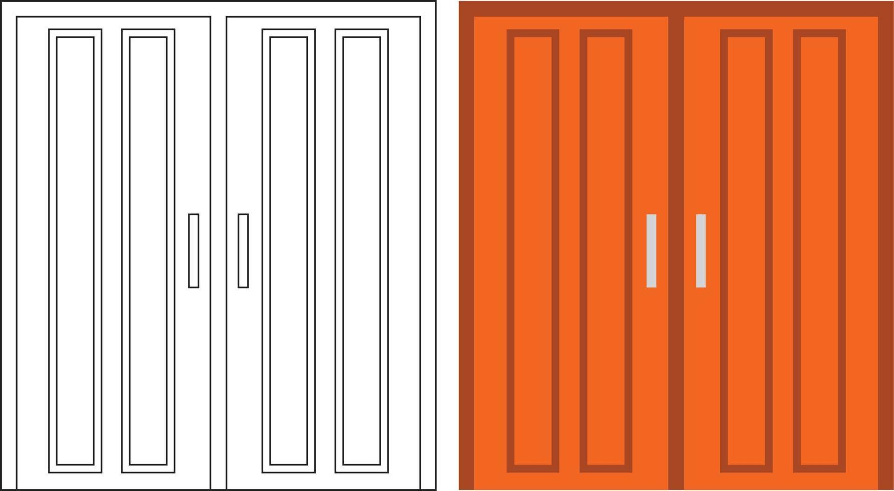 ilustración gráfica vectorial de la vista frontal de la puerta doble adecuada para el diseño de su hogar y el diseño de afiches en el trabajo arquitectónico vector