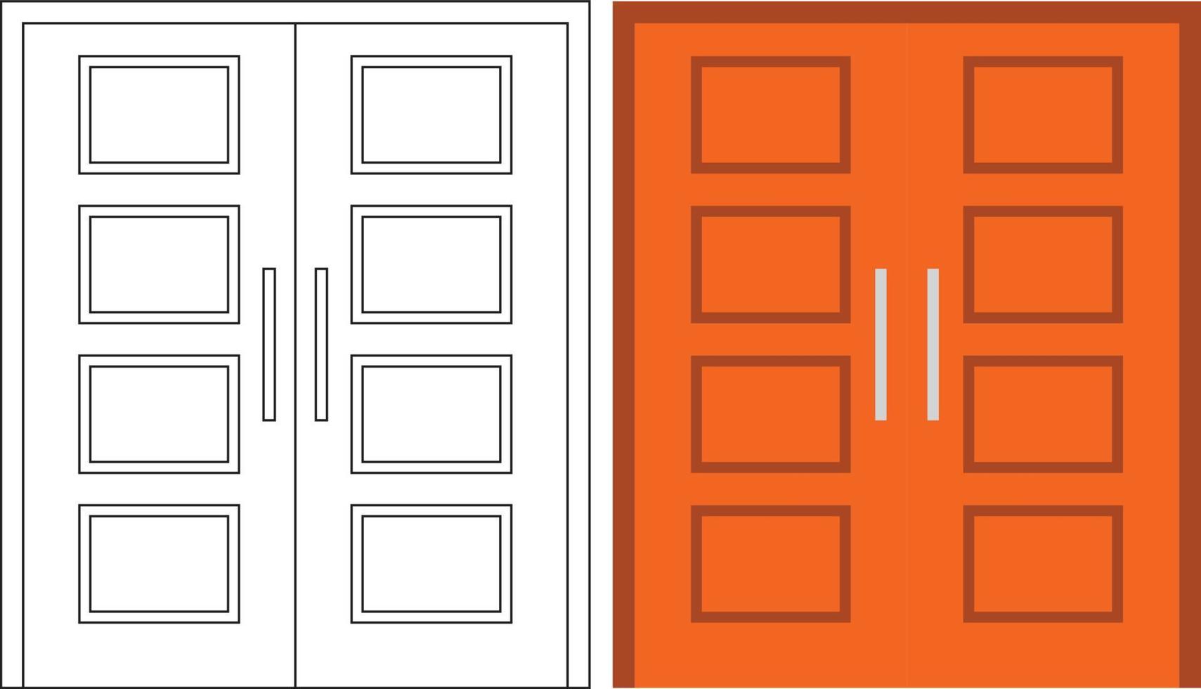 ilustración gráfica vectorial de la vista frontal de la puerta doble adecuada para el diseño de su hogar y el diseño de afiches en el trabajo arquitectónico vector