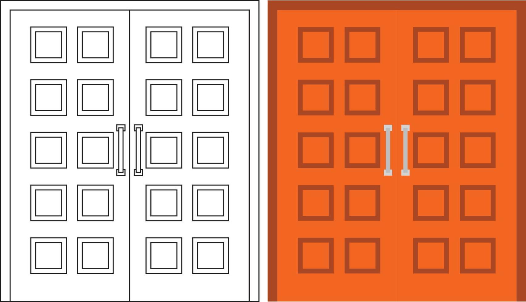 ilustración gráfica vectorial de la vista frontal de la puerta doble adecuada para el diseño de su hogar y el diseño de afiches en el trabajo arquitectónico vector