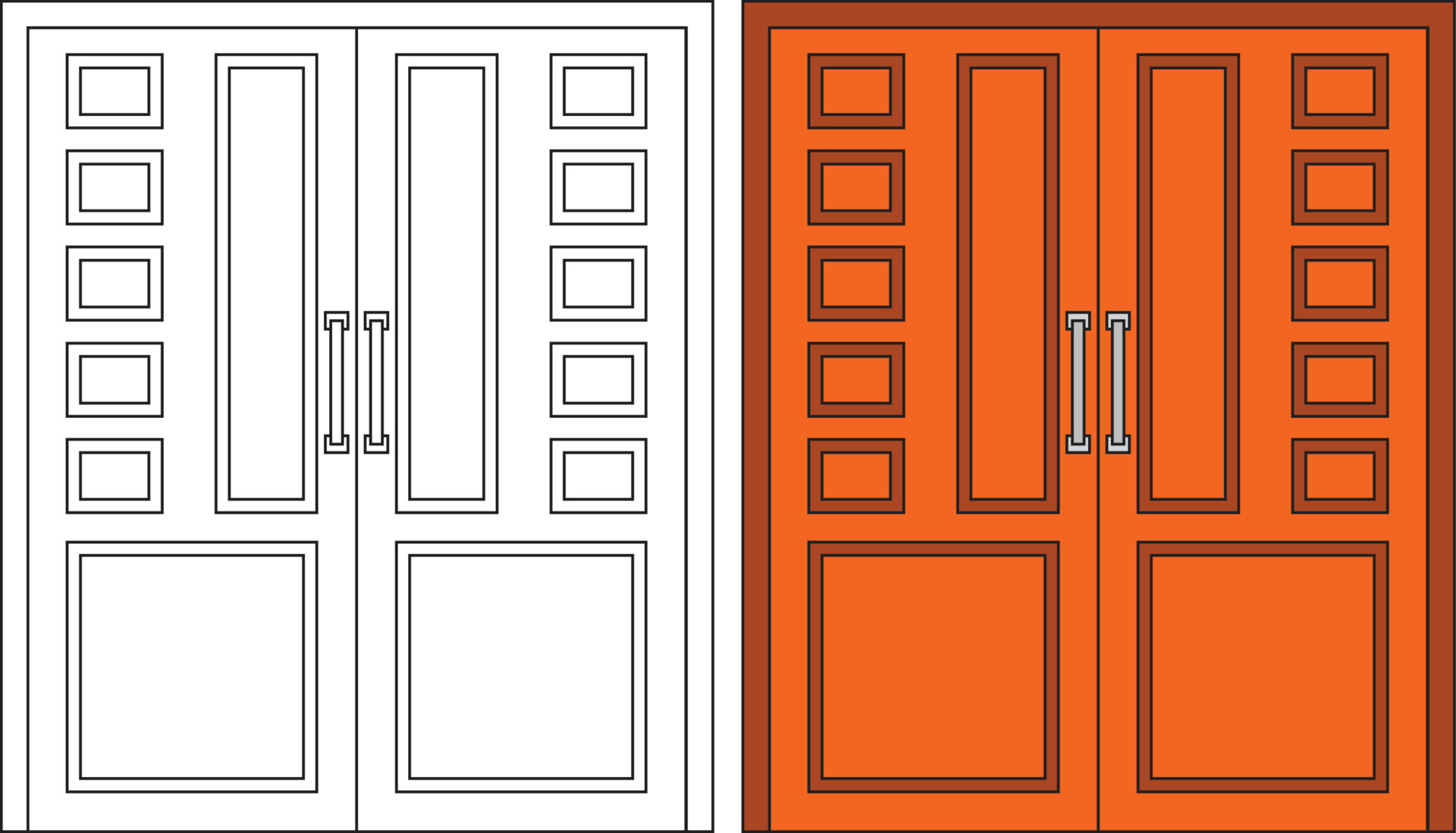 Illustration vector graphic of double door front view suitable for your  home design and home poster design on architectural work 5441250 Vector Art  at Vecteezy