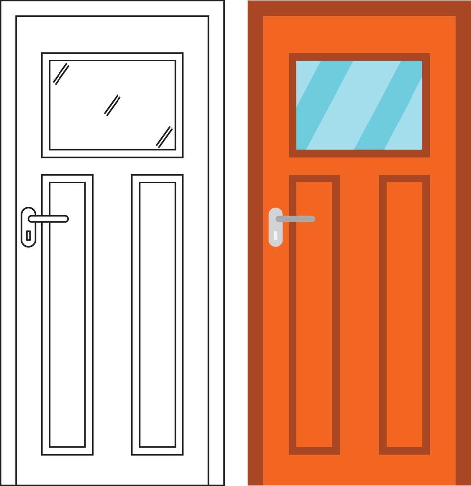 ilustración gráfica vectorial de la vista frontal de una sola puerta adecuada para el diseño de su hogar y el diseño de carteles en el trabajo arquitectónico vector