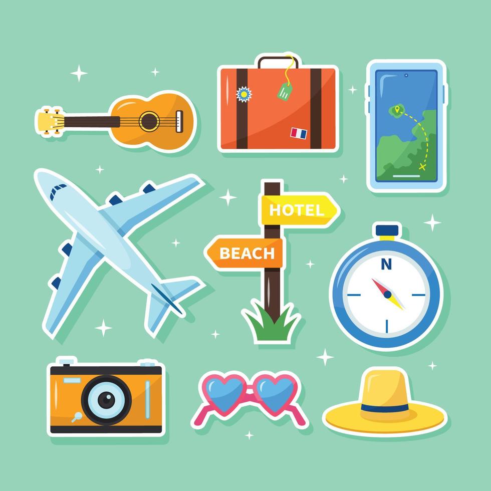 Travel Elements Collection Sticker Pack vector