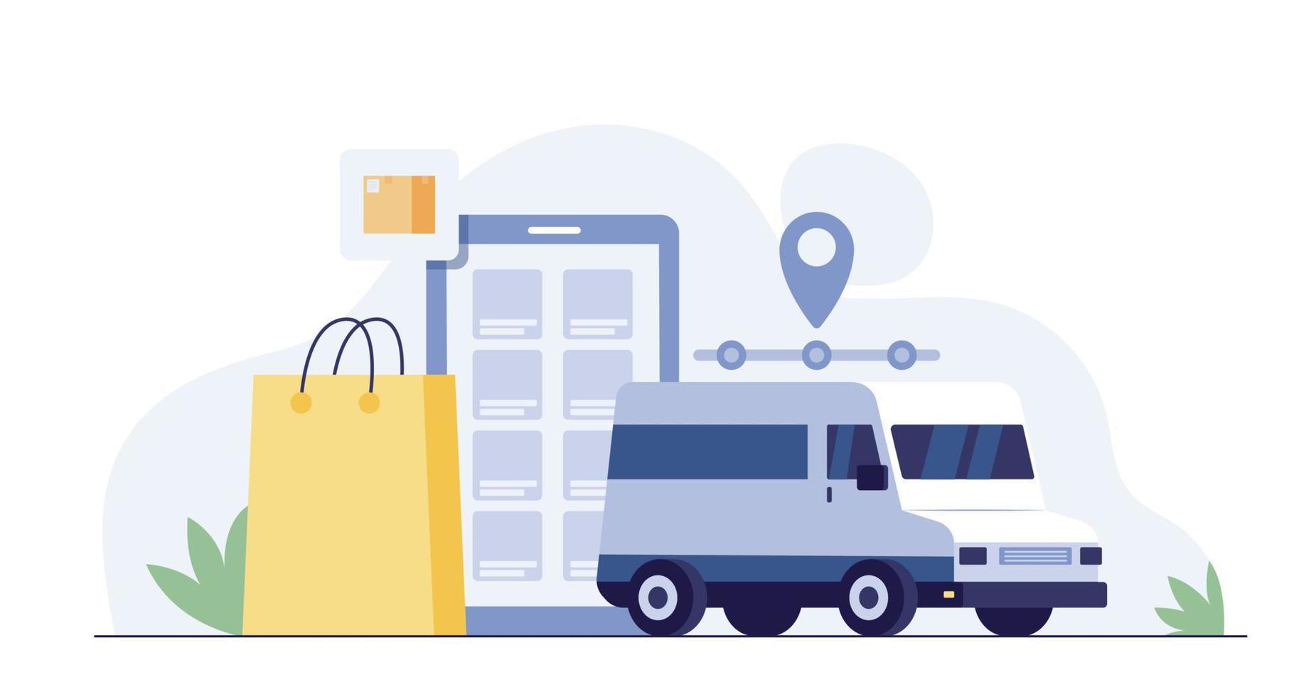 Online delivery service concept, order tracking. vector illustration