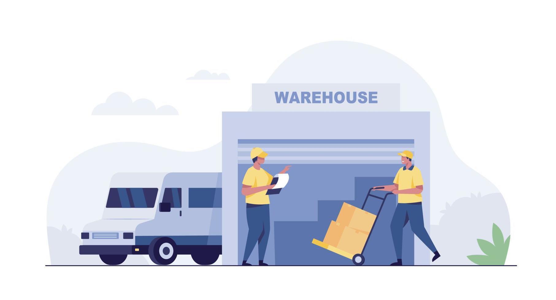 Warehouse industry with storage buildings vector