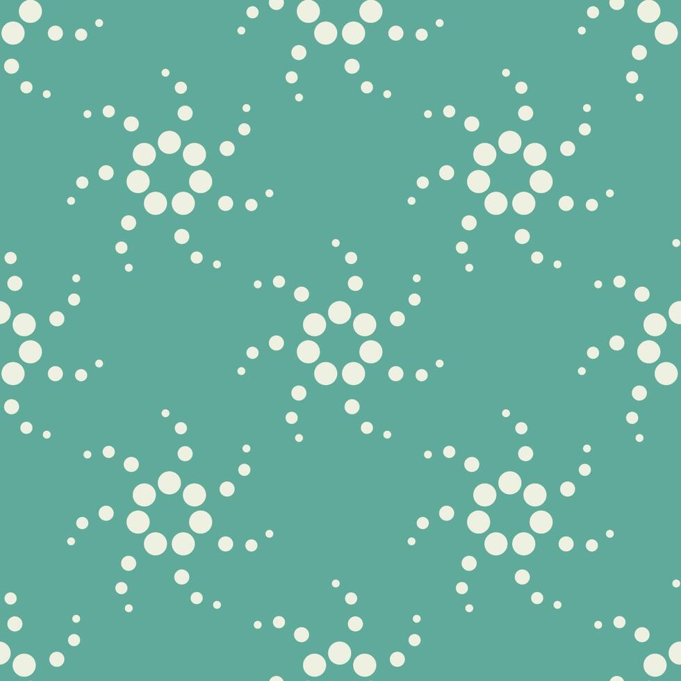 Seamless pattern with green and white colour background, geometric round pattern, flowers shape. Vector illustration.
