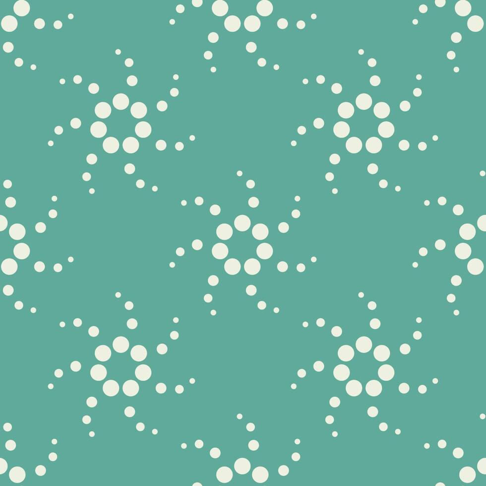 Seamless pattern with green and white colour background, geometric round pattern, flowers shape. Vector illustration.