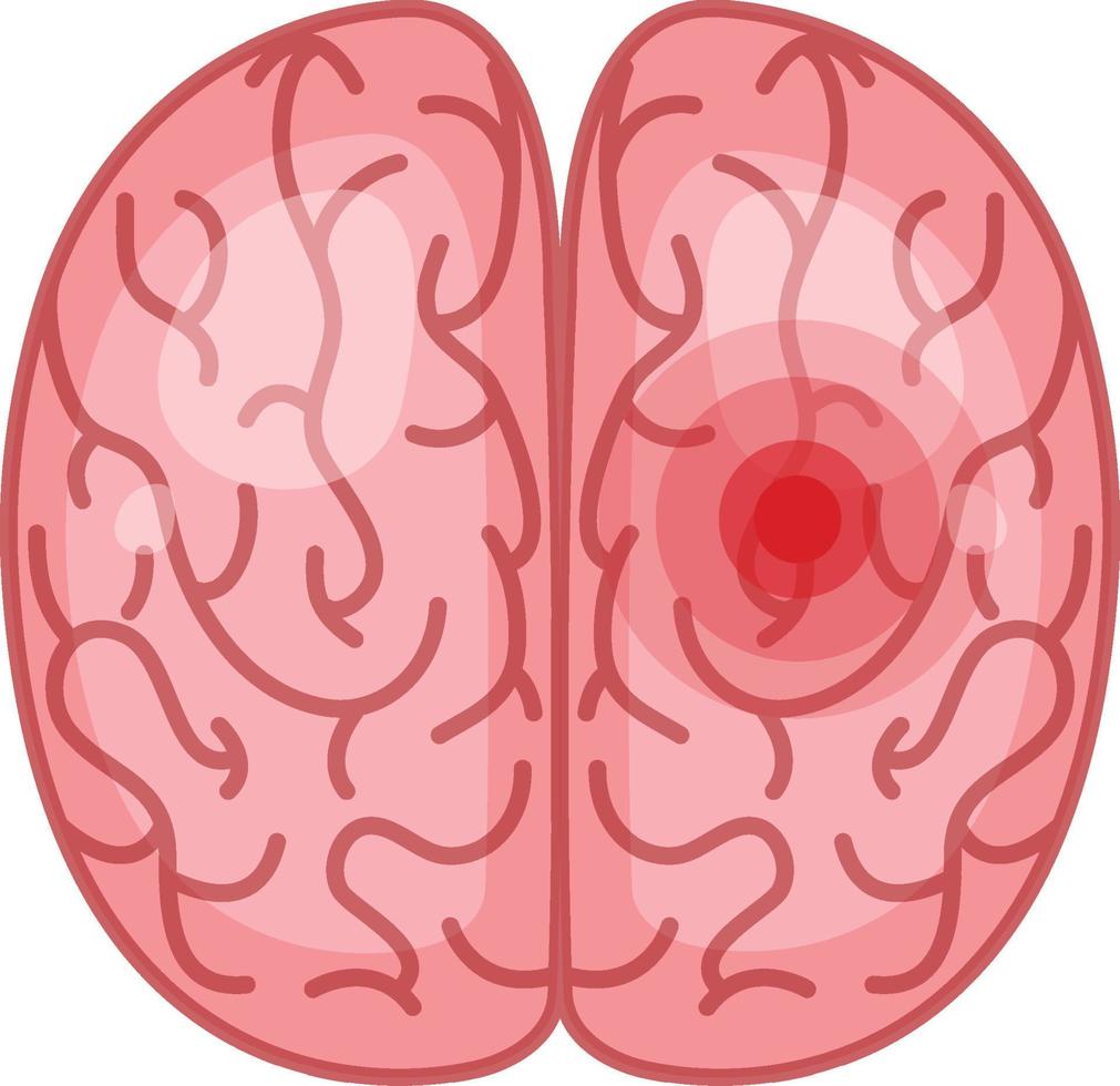 The brain has a red signal on white background vector