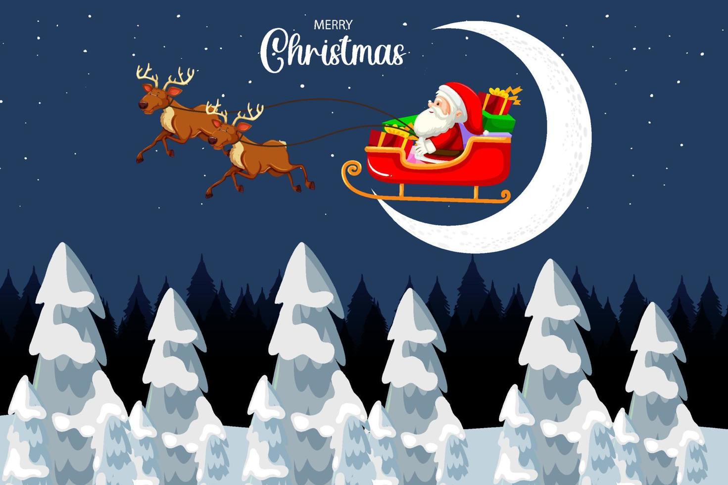 Santa Claus on sleigh flying in the sky vector