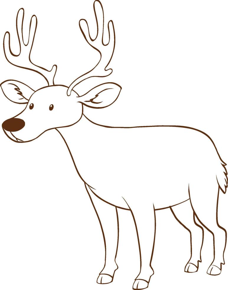 Deer in doodle simple style on white background vector