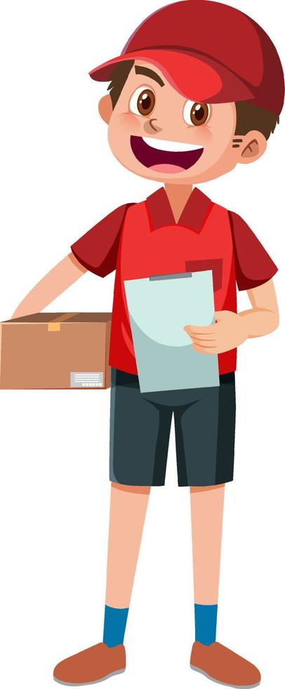 Delivery man cartoon character on white background vector