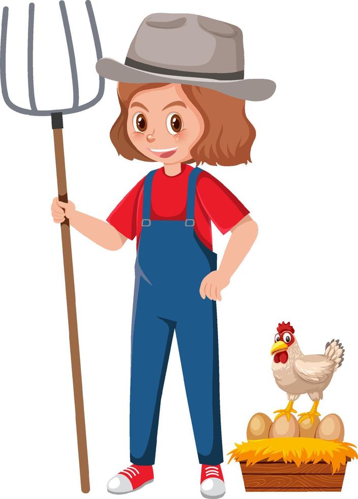 A farmer cartoon character on white background vector