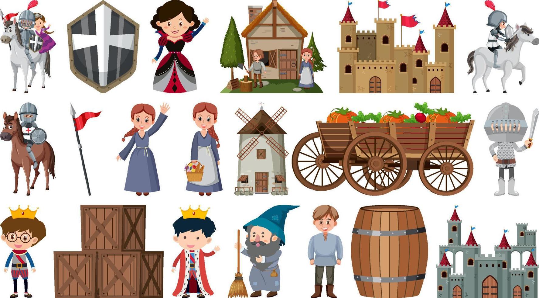 Set of fantasy cartoon characters vector
