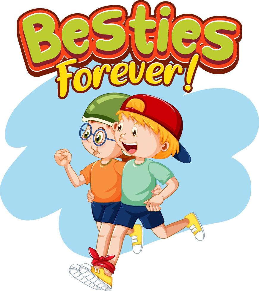 Besties Forever with children three legged race vector
