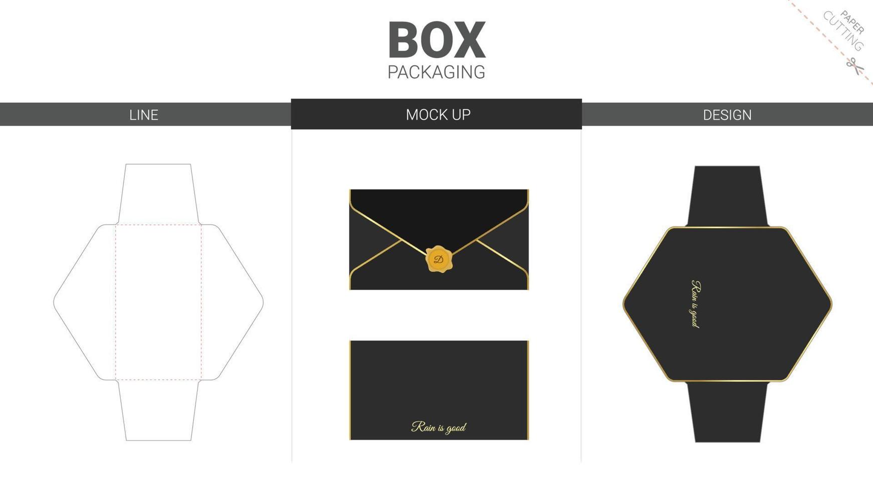 Box packaging and mockup die cut template vector