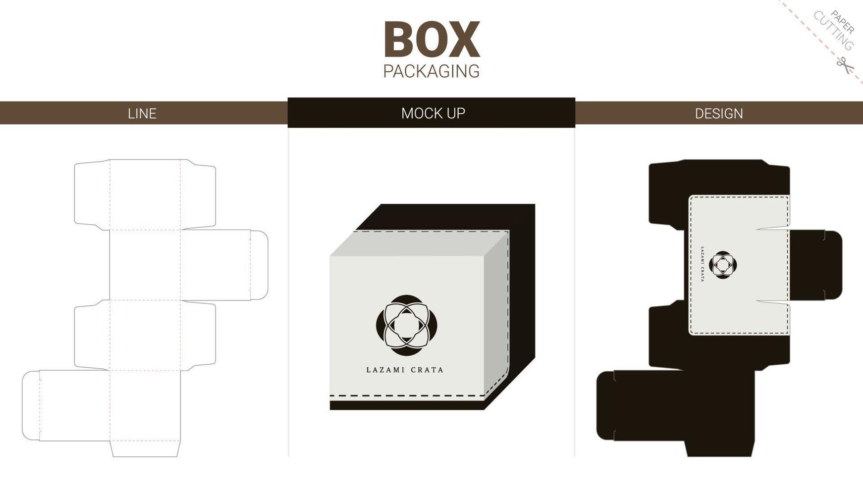Box packaging and mockup die cut template vector