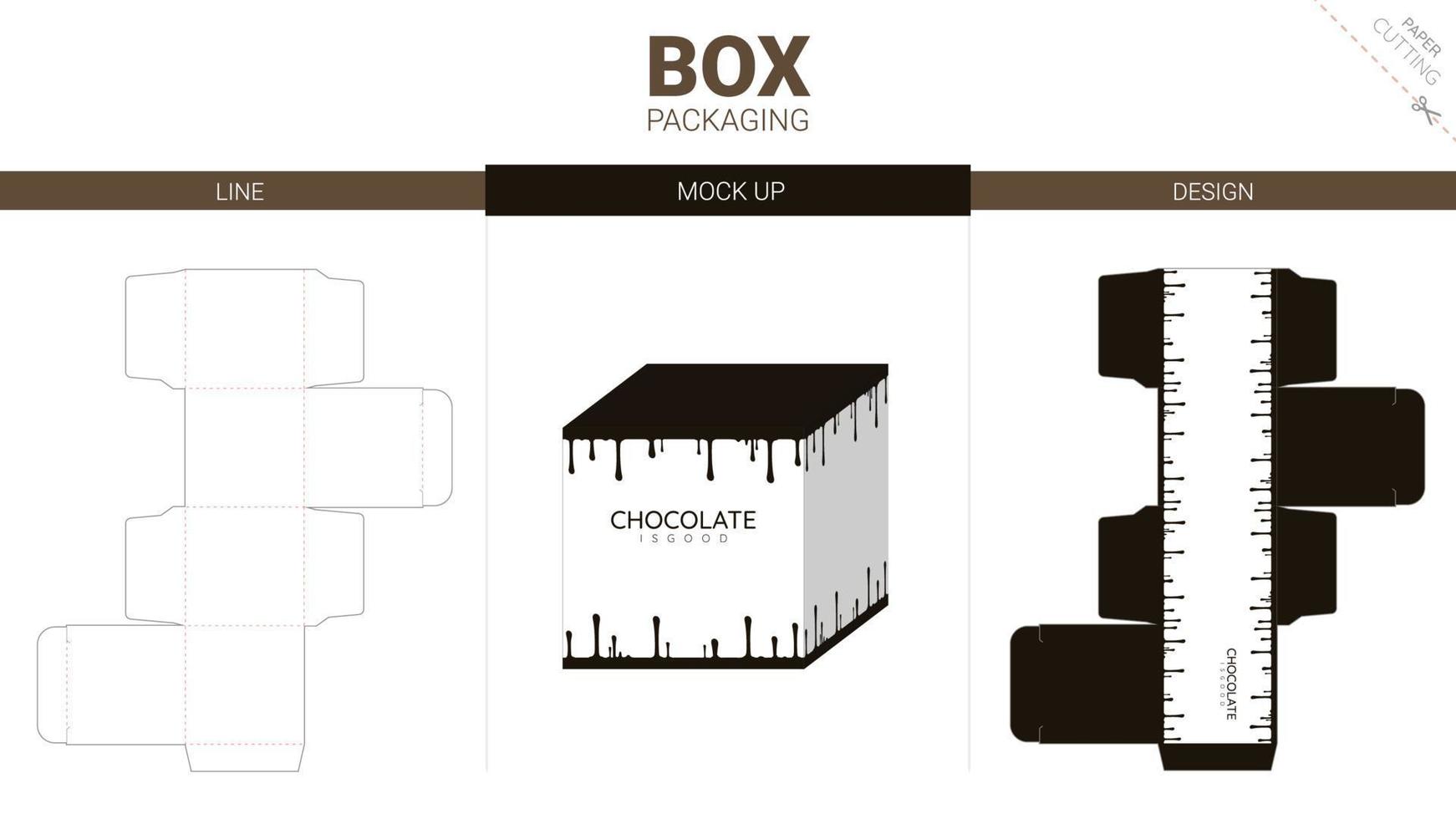 Box packaging and mockup die cut template vector