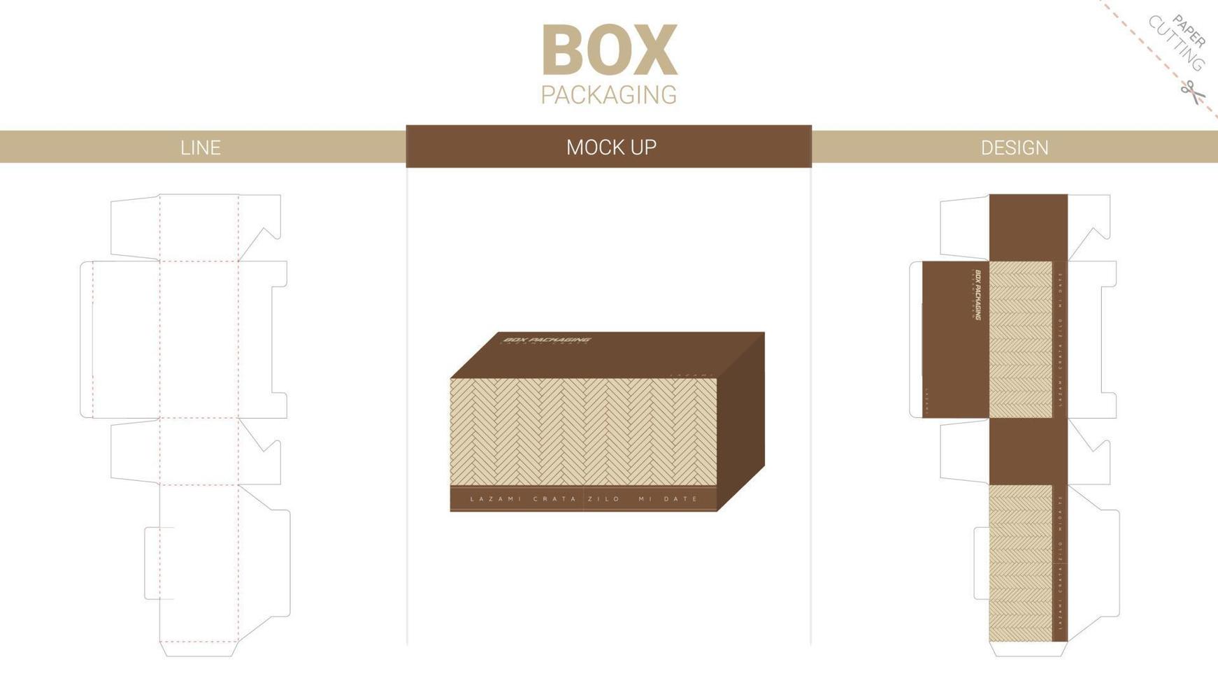 Box packaging and mockup die cut template vector